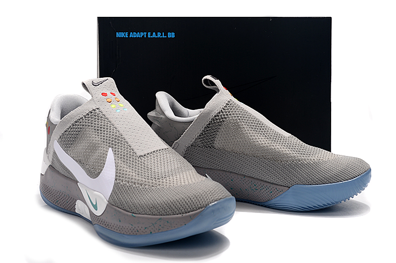 2019 Men Nike Adapt BB Grey White Blue Sole Shoes